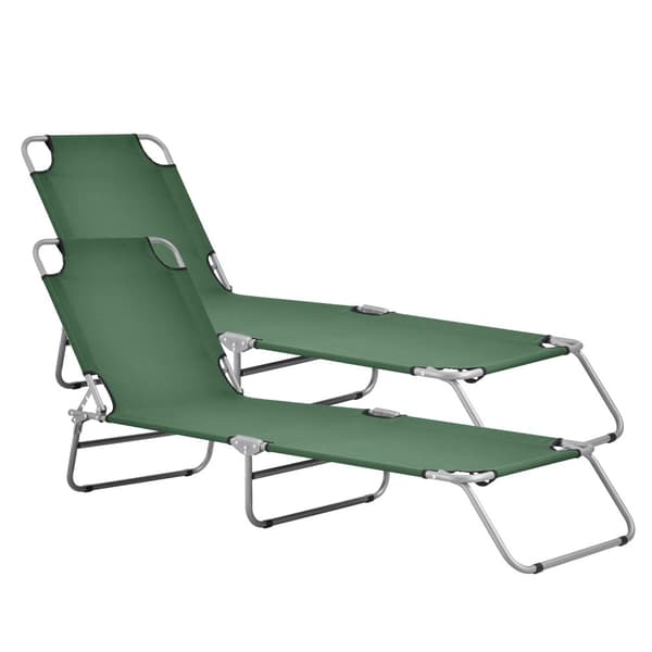 Solsäng Carcao set om 2 silver matt mörkgrön 5 olika lägen [casa.pro]