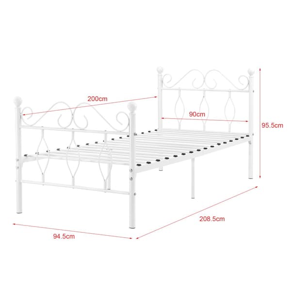Säng Apolda metall 200x90 cm vit [en.casa]