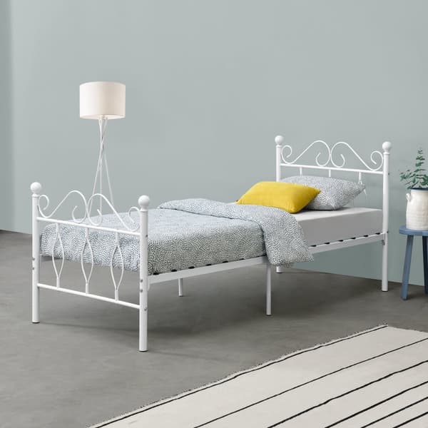 Säng Apolda metall 200x90 cm vit [en.casa]
