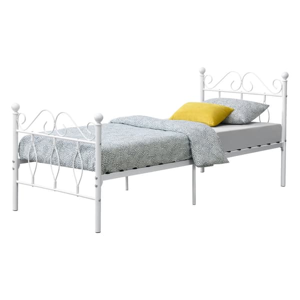 Säng Apolda metall 200x90 cm vit [en.casa]
