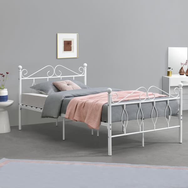 Säng Apolda metall 200x120 cm vit [en.casa]