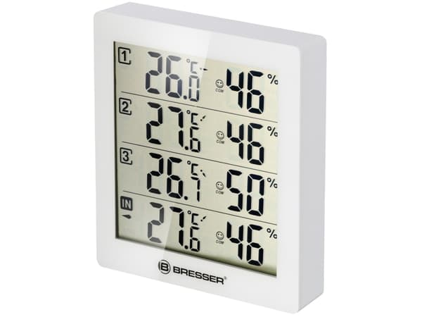 Bresser Temeo Hygro Quadro - Värmehygrometer - digital - vit