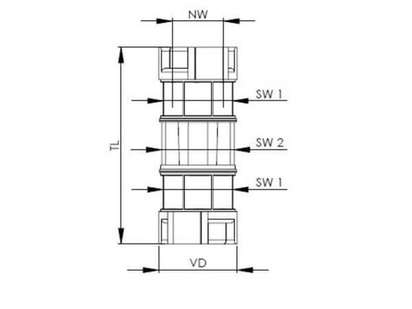 Wiska 10109730 BFC-29-29-BK #####Well putken sovitin Musta suora 1 kpl 1 kpl