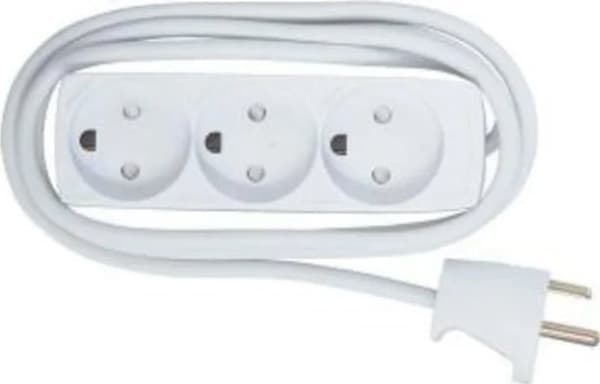 MicroConnect - Effektband - ingång: ström - utgångskontakter: 3 (3 x ström) - 5 m sladd - Danmark - vit