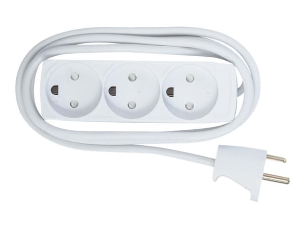 MicroConnect - Effektband - ingång: ström - utgångskontakter: 3 (3 x ström) - 5 m sladd - Danmark - vit