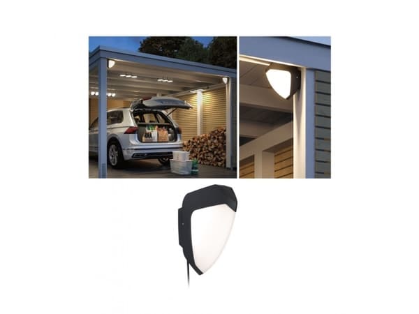 Paulmann 94519, Väggbelysning för utomhusbruk, Antracit, Vit, Plast, Rostfritt stål, IP44, Garage, III