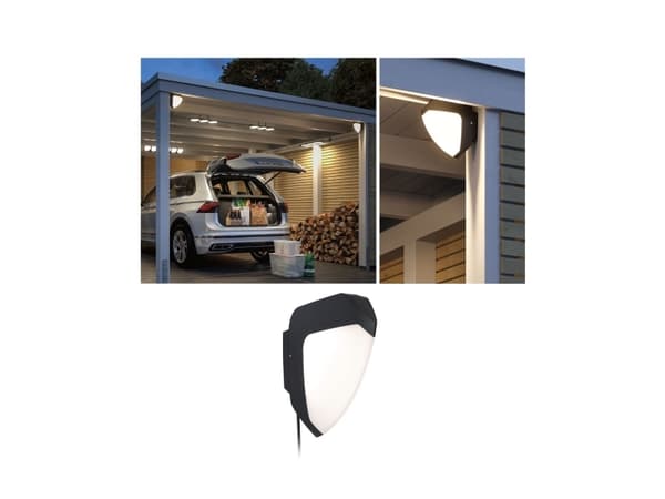 Paulmann 94518, Vägg-/takbelysning för utomhusbruk, Antracit, Vit, Plast, Rostfritt stål, IP44, Garage, III