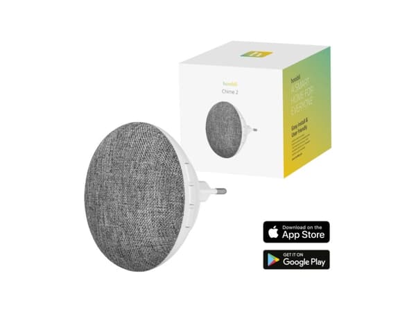 Hombli Doorbell Chime 2, Grey, White, Plastic, Wireless, 433.92 MHz, 30 m, 110 dB