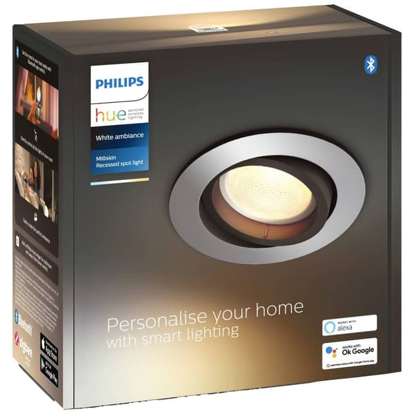Infällda LED-lampor Philips Lighting Hue White Amb. Milliskin Einbauspot rund aluminium 350lm Erweiterung 8719514338548