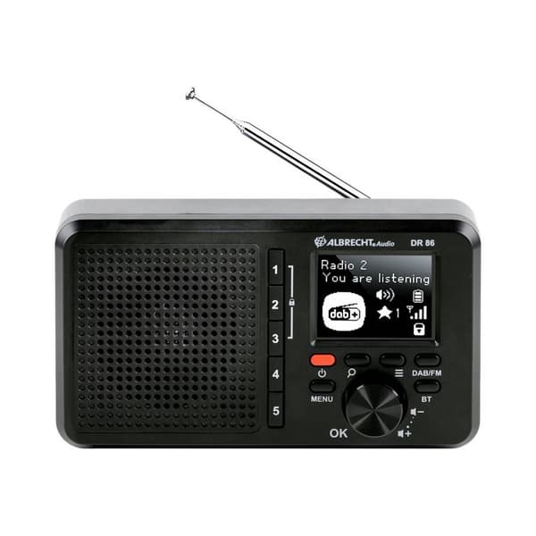 Bordsradio Albrecht DR 86 DAB+, FM uppladdningsbart Svart