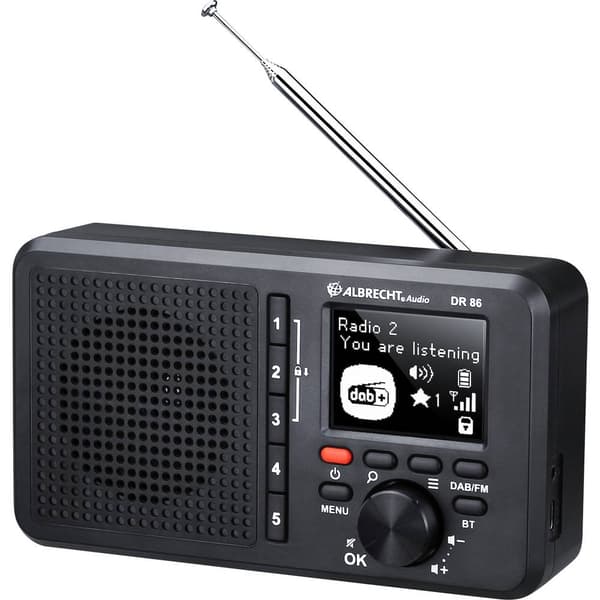 Bordsradio Albrecht DR 86 DAB+, FM uppladdningsbart Svart