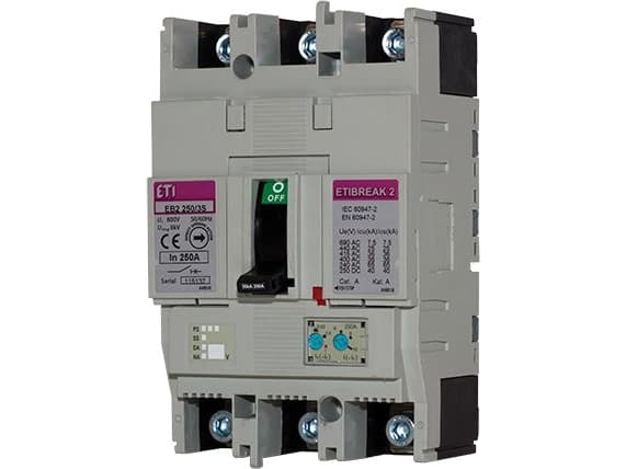 Eti-Polam Power switch 4P 250A 25kA thermo-magnetic release EB2 250/4L (004671076)