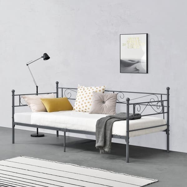 Enkelsäng Kerava 200x90cm metall mörkgrå [en.casa]