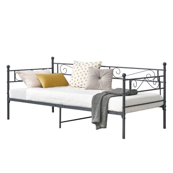 Enkelsäng Kerava 200x90cm metall mörkgrå [en.casa]