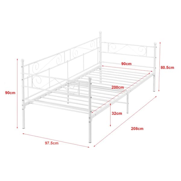 Enkelsäng Kerava 200x90cm metall vit [en.casa]