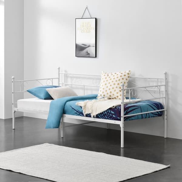 Enkelsäng Kerava 200x90cm metall vit [en.casa]