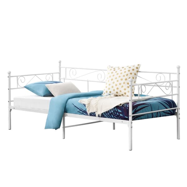 Enkelsäng Kerava 200x90cm metall vit [en.casa]