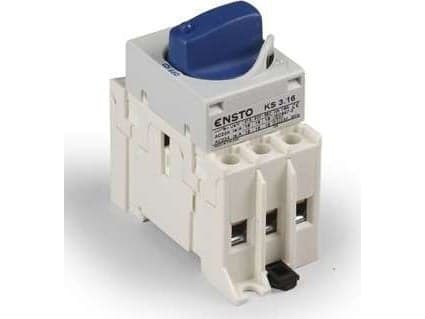 Ensto Switch disconnector 3 x 20A with blue handle DIN 35 or plate mounting (KS3.20)