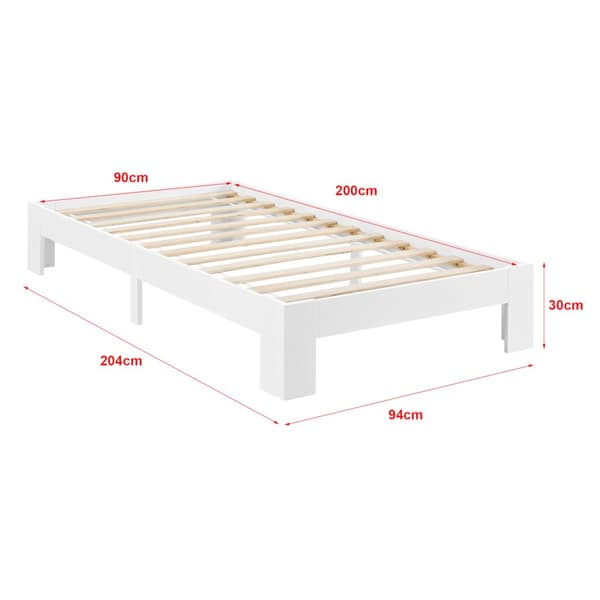 Säng Raisio inkl. madrass 200x90cm furu vit [en.casa]