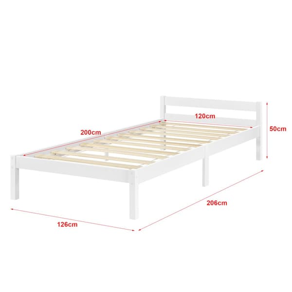 Enkelsäng Nakkila 200x120cm furu vit [en.casa]