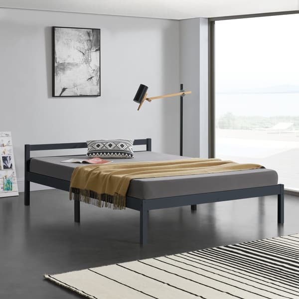 Enkelsäng Nakkila 200x140cm furu mörkgrå [en.casa]