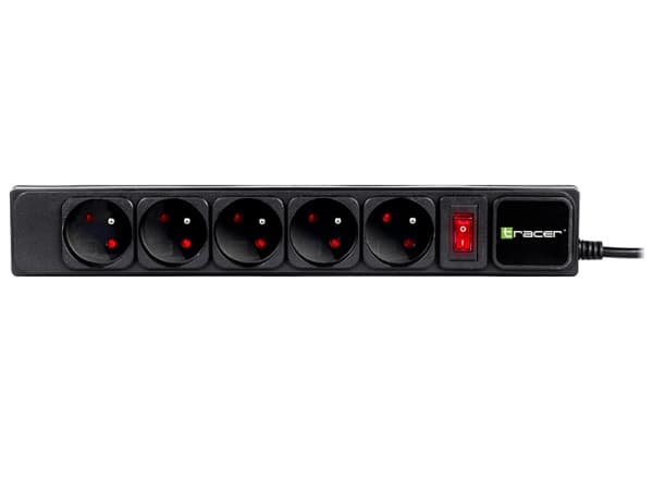 Tracer PowerGear - pistorasia - 2300 Watt - lähtöliittimet: 5 (5 x virta 3-napainen) - 3 m johto - musta