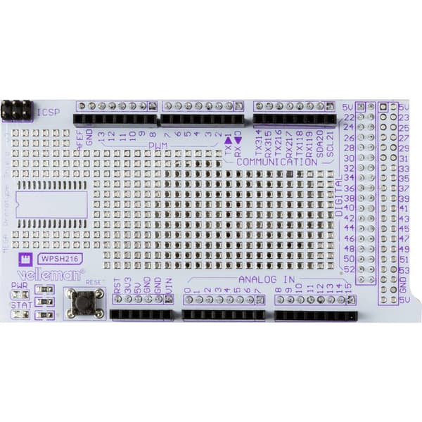Whadda WPSH216 prototyping-board med Mini-breadboard för Arduino® Mega