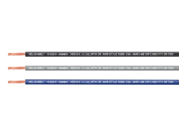 HELUKABEL Fivenorm H05V2-K, Keskijännitekaapeli, Musta, Polyvinyylikloridi (PVC), Kupari, 0.75 mm², 7,2 kg/km