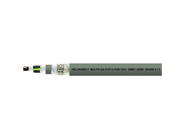 HELUKABEL MULTIFLEX 512-C-PUR, Lavspenningskabel, Grå, Polypropylen, 7,5 mm, Polypropylen, 4 mm
