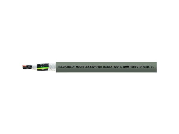 HELUKABEL MULTIFLEX 512-PUR UL/CSA, Mellomspenningskabel, Grå, Polyvinylklorid (PVC), Kobber (Cu), 12 G 1, 115 kg/km
