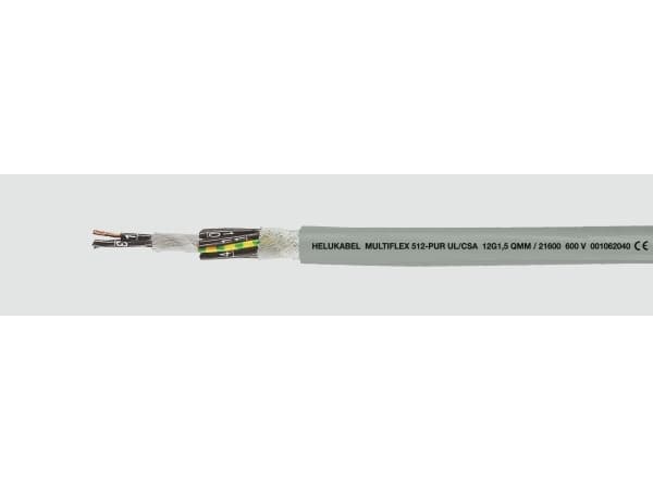 HELUKABEL MULTIFLEX 512-PUR UL/CSA, Mellomspenningskabel, Grå, Polyvinylklorid (PVC), Kobber (Cu), 12 G 1, 115 kg/km
