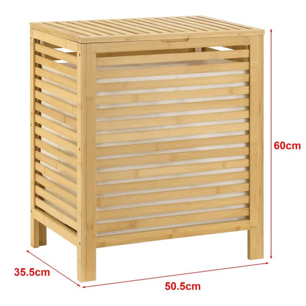 Tvättkorg Skövde med tvättsäck 50,5x35,5x60cm bambu [en.casa]