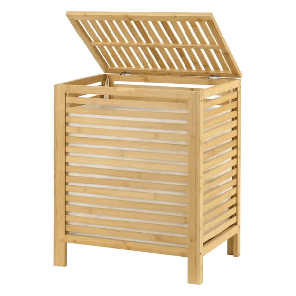 Tvättkorg Skövde med tvättsäck 50,5x35,5x60cm bambu [en.casa]