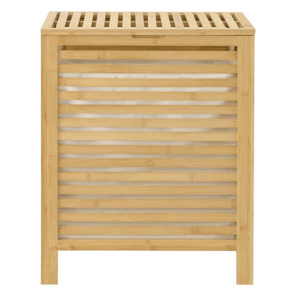 Tvättkorg Skövde med tvättsäck 50,5x35,5x60cm bambu [en.casa]