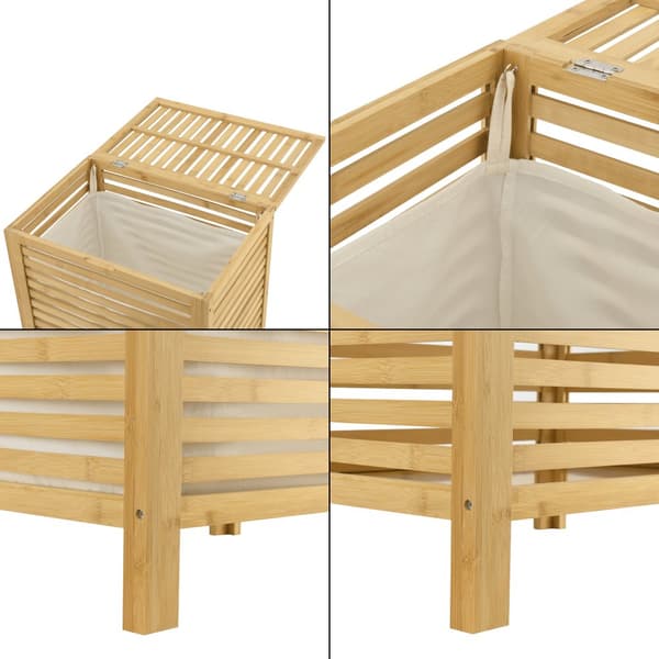 Tvättkorg Skövde med tvättsäck 50,5x35,5x60cm bambu [en.casa]
