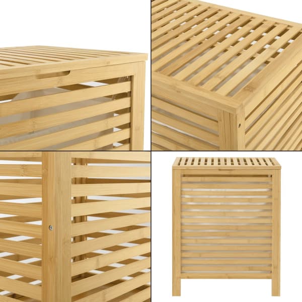 Tvättkorg Skövde med tvättsäck 50,5x35,5x60cm bambu [en.casa]