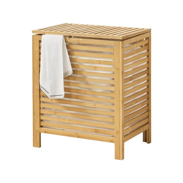 Tvättkorg Skövde med tvättsäck 50,5x35,5x60cm bambu [en.casa]