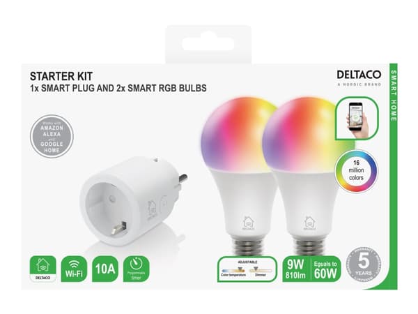 DELTACO - Starter Kit - sats för hemmaautomatisering - trådlös - 802.11b/g/n - 2.4 Ghz