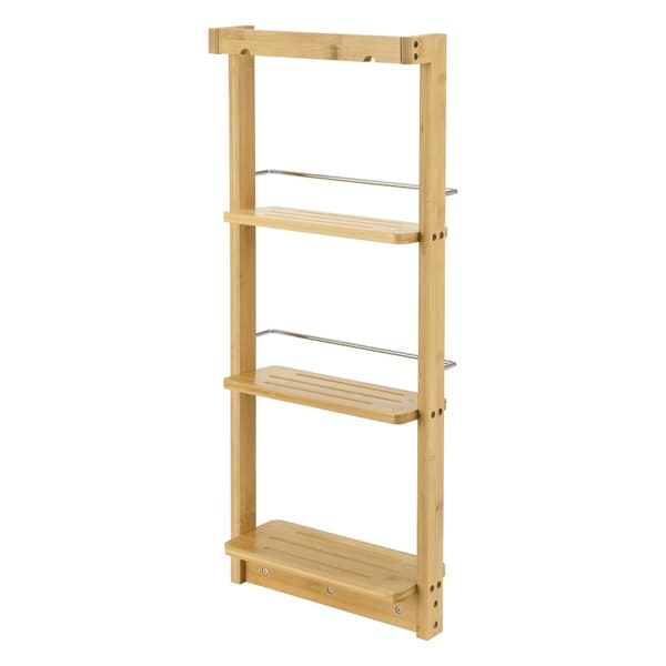 Badrumshylla Lidingö 28,5x10x70cm bambu [en.casa]®