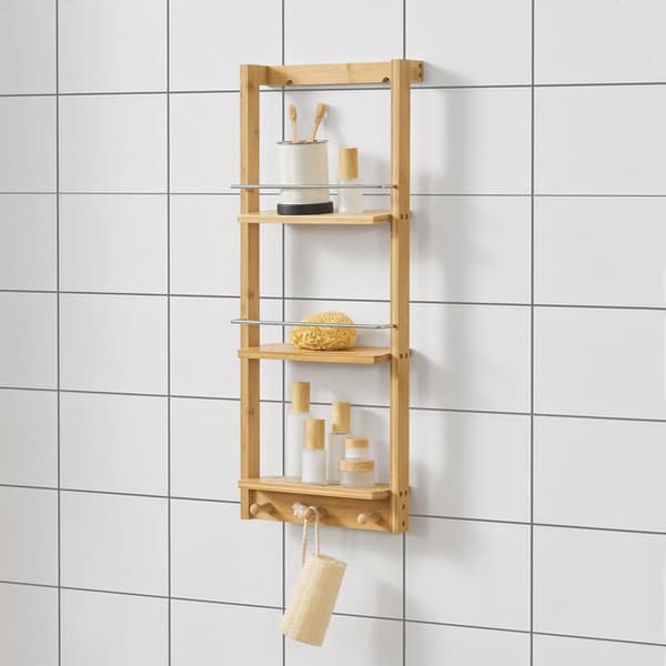 Badrumshylla Lidingö 28,5x10x70cm bambu [en.casa]®