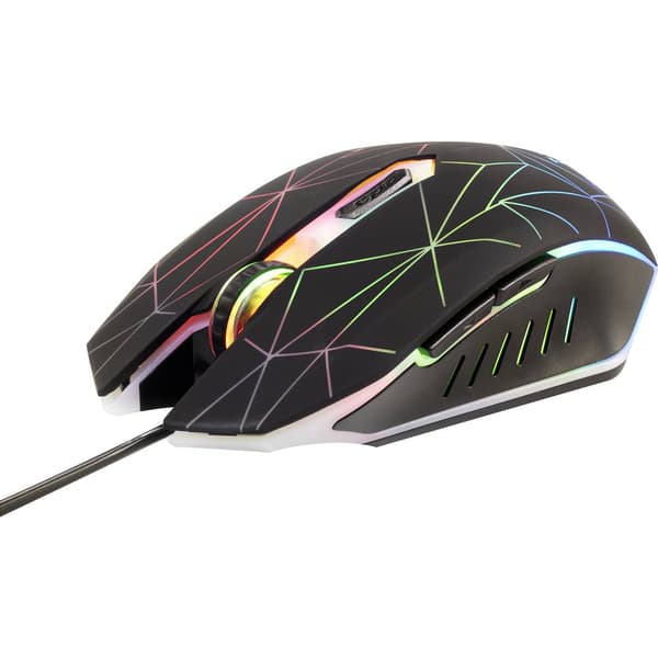 Renkforce RF-GM-120 Gaming-mus USB Optisk Svart 6 Knappar 3600 dpi Upplyst Svart, Vit
