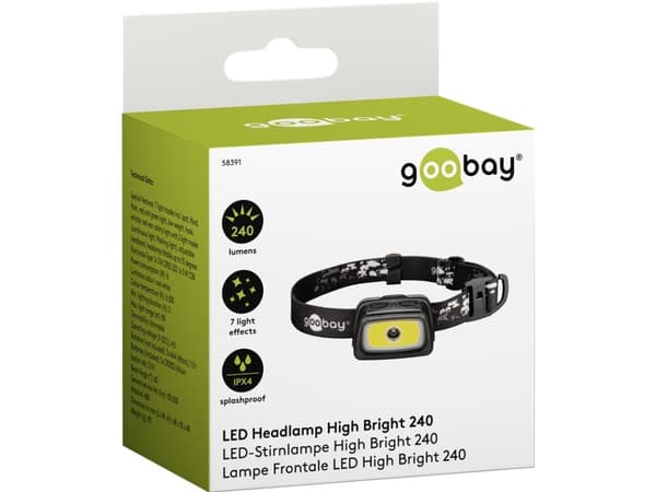 Goobay 58391, Hodebåndslommelykt, Sort, Rød, Hvit, Akrylonitril-butadien-styren (ABS), Knapper, IPX4, III
