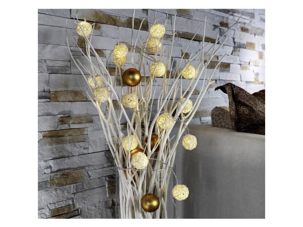 Konstsmide Light set braided balls, Ljusdekoration, slinga, Vit, Plast, Polyvinylklorid (PVC), IP20, 16 lampor, LED