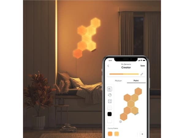 Nanoleaf Elements Starter Kit - Trådlös belysningsuppsättning - varmt till kallt vitt ljus - 1500-4000 K - sexhörning - wood look