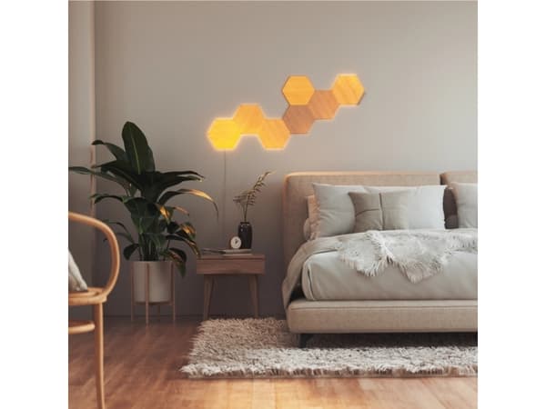 Nanoleaf Elements Starter Kit - Trådlös belysningsuppsättning - varmt till kallt vitt ljus - 1500-4000 K - sexhörning - wood look