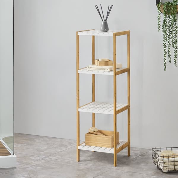 Badrumshylla Balsfjord 33x34x110cm bambu [en.casa]