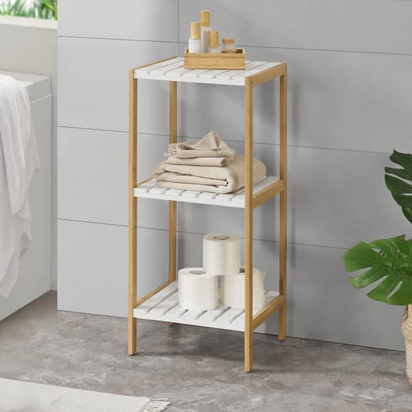 Badrumshylla Balsfjord 33x34x80cm bambu [en.casa]
