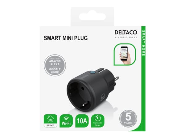 DELTACO SH-P01M-B - Smart stik - trådløs - 802.11b/g/n - 2.4 Ghz - lajiteltu