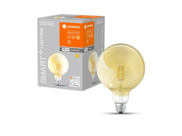 LEDVANCE SMART+ - LED-filamentlyspære - form: globus - E27 - 6 W (ekvivalent 53 W) - klasse E - varmt hvitt lys - 2400 K - gull