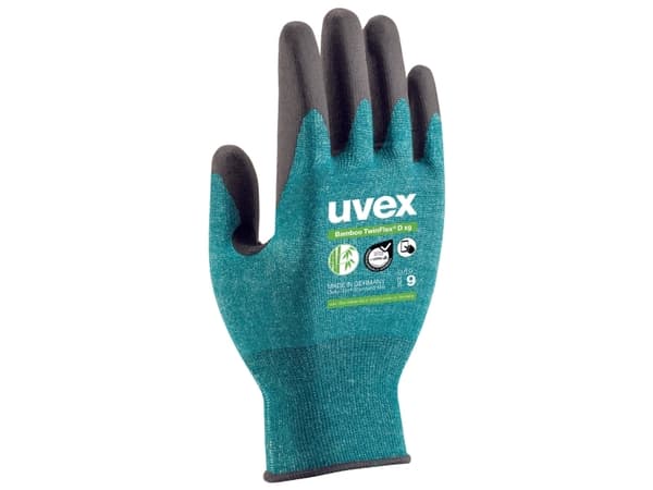 Uvex 60090, Fabrikkhansker, Sort, Grønn, Voksen, Unisex, Kuttbestandig, 1 stykker